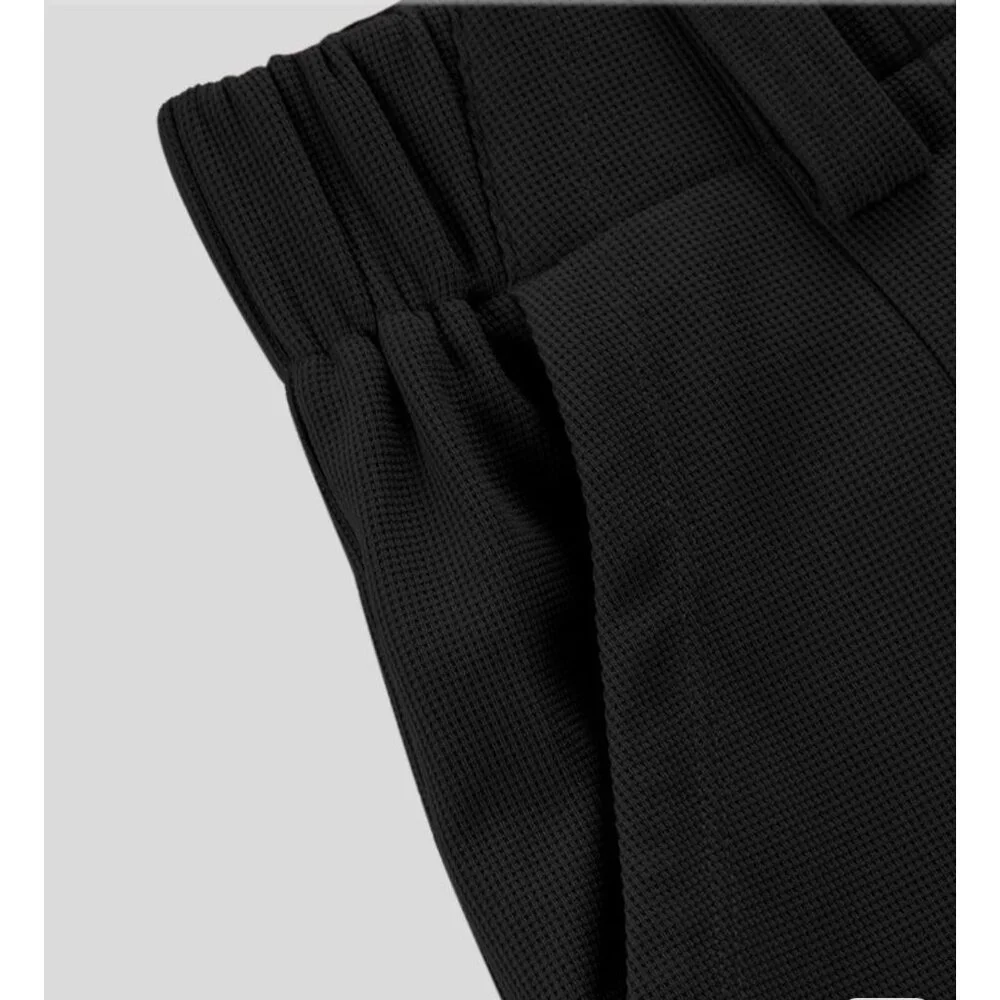 Halara High Waisted Wide Leg Waffle Casual Pants Sz Medium Womens Black Plicated - Picture 9 of 10